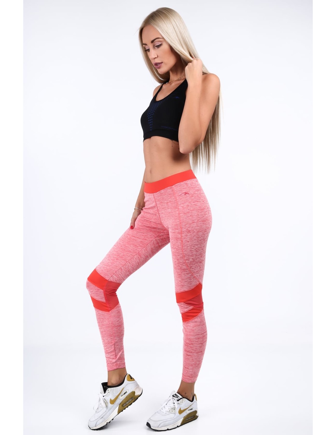 Fitted sports leggings in coral color MR13015 - Online store - Boutique